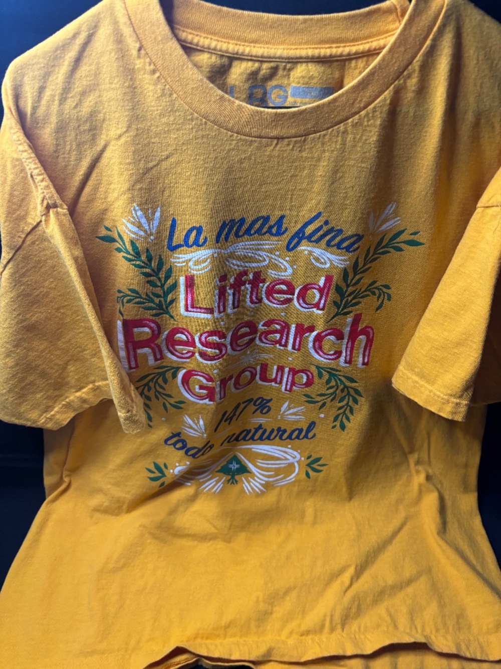 LRG Lifted Research Group 2XL Yellow Graphic Men’s Short Sleeve T Shirt Streetwe